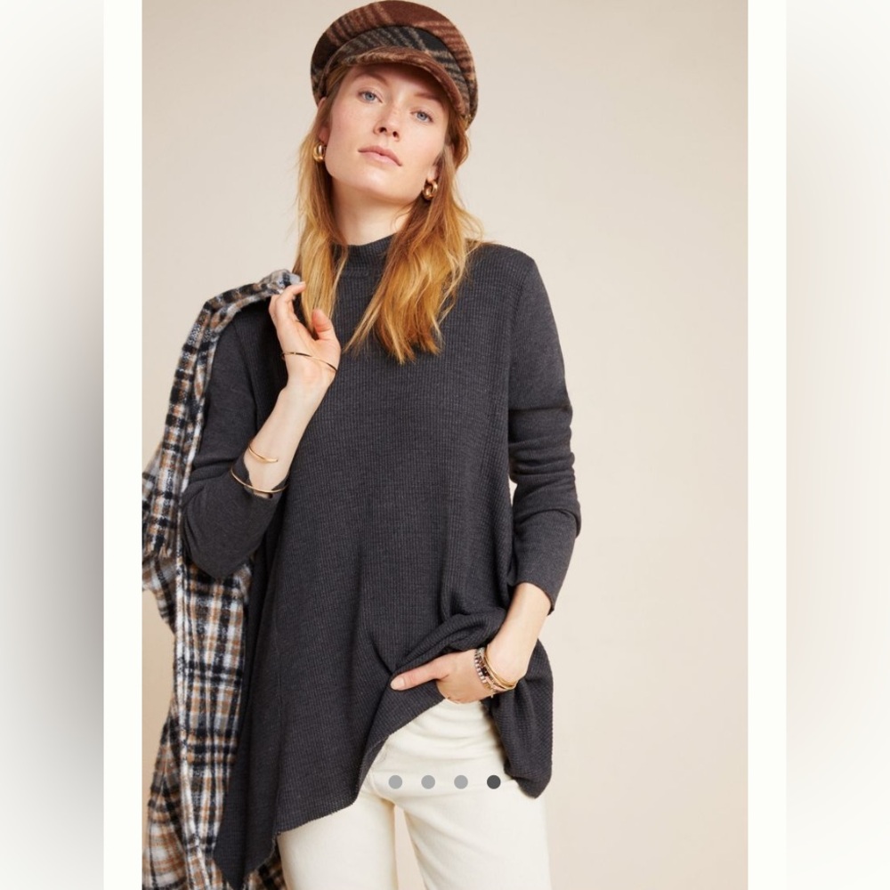 Anthropologie | T.La Sloane Thermal Tunic Carbon Grey Size L - Picture 3 of 9